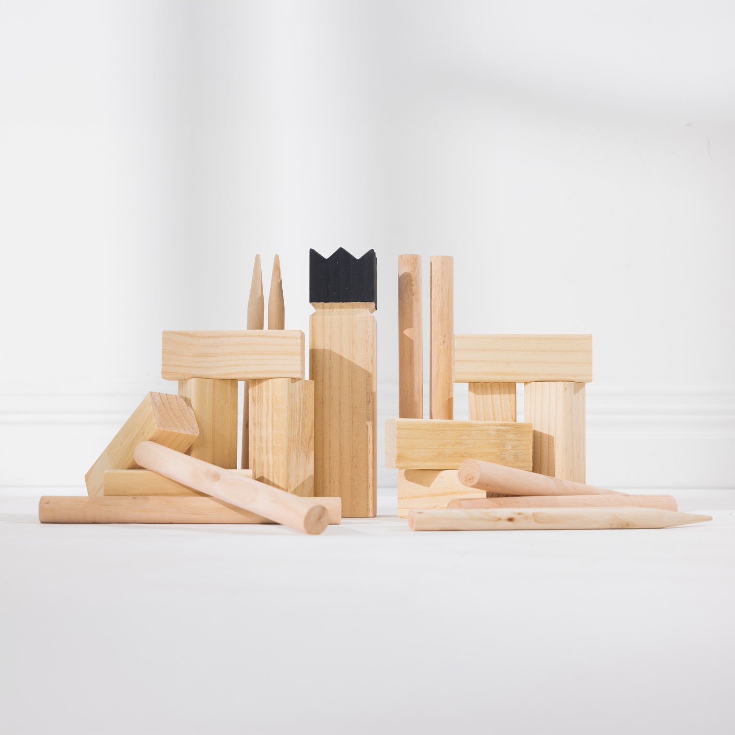 A set of the outdoor game Kubb. 