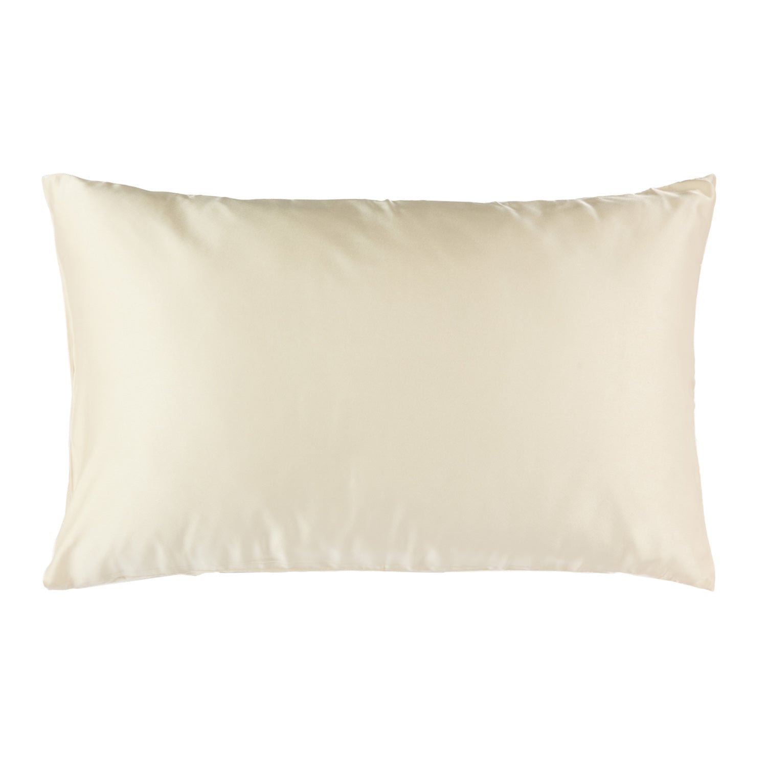 A smooth natural pillowcase with a satin-like finish is shown against a plain light background.