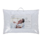 Woolrest Wool Blend Pillow packaged in a clear carry bag, featuring a wool-rich blend fill and quilted cover designed to provide breathable comfort and everyday support.
