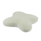 White butterfly-shaped neck support pillow with an aloe vera treated cover, designed to provide ergonomic support for the neck and shoulders.