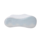 White adjustable contour pillow shown from the underside with breathable mesh panels.