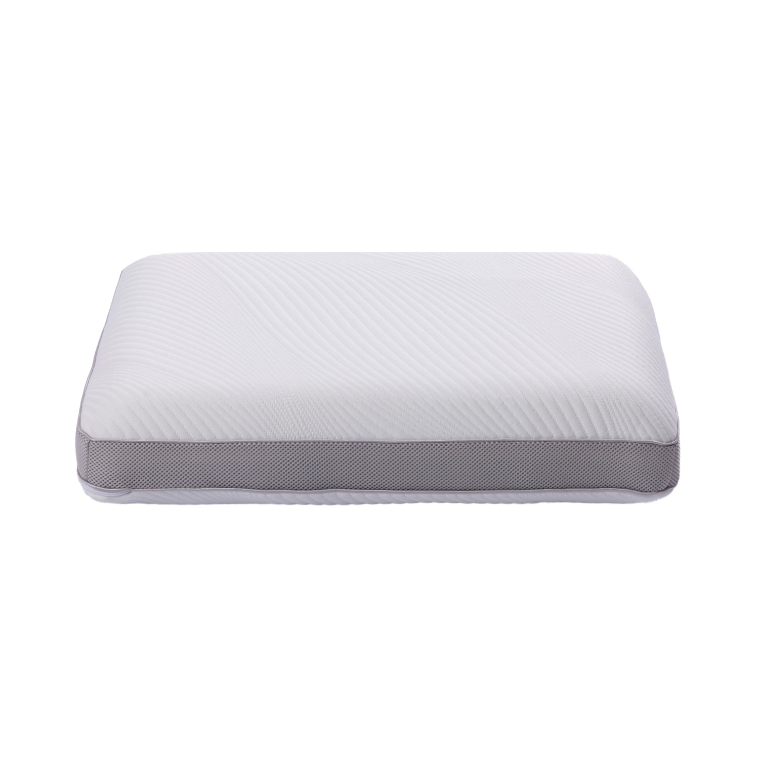 White dual side memory foam pillow with a rectangular shape and textured cover.