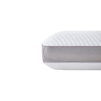 Close-up of the dual side memory foam pillow showing the breathable grey mesh side panel.