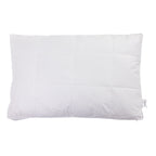 A white rectangular quilted pillow with a zippered edge, shown against a plain white background.
