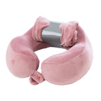 Blush travel pillow kit packaged together with the memory foam neck pillow and storage bag.