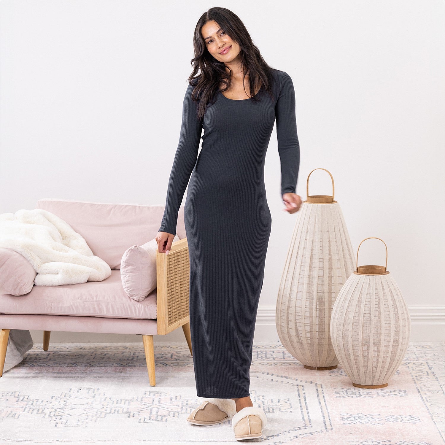 Simple & Sunday Rib Scoop Neck Dress