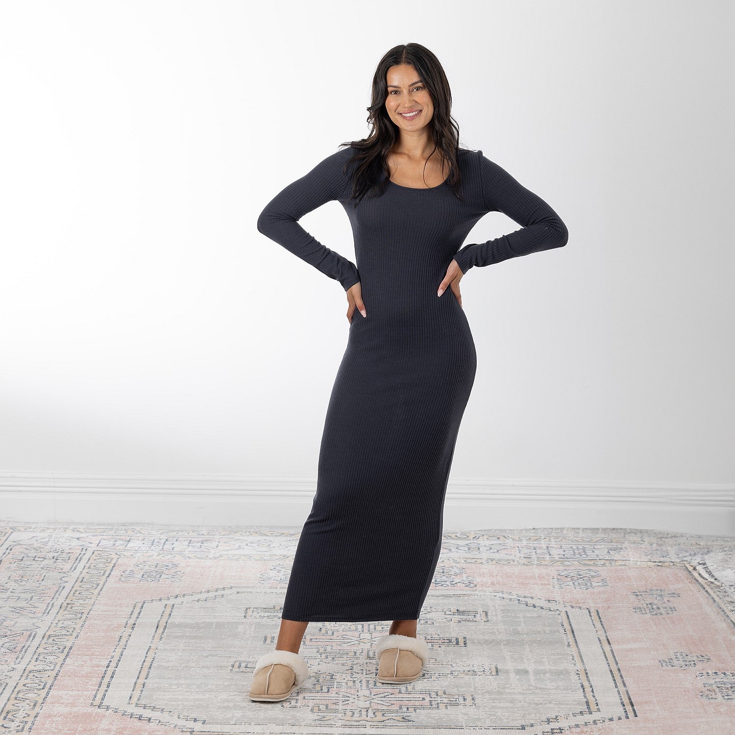 Simple & Sunday Rib Scoop Neck Dress