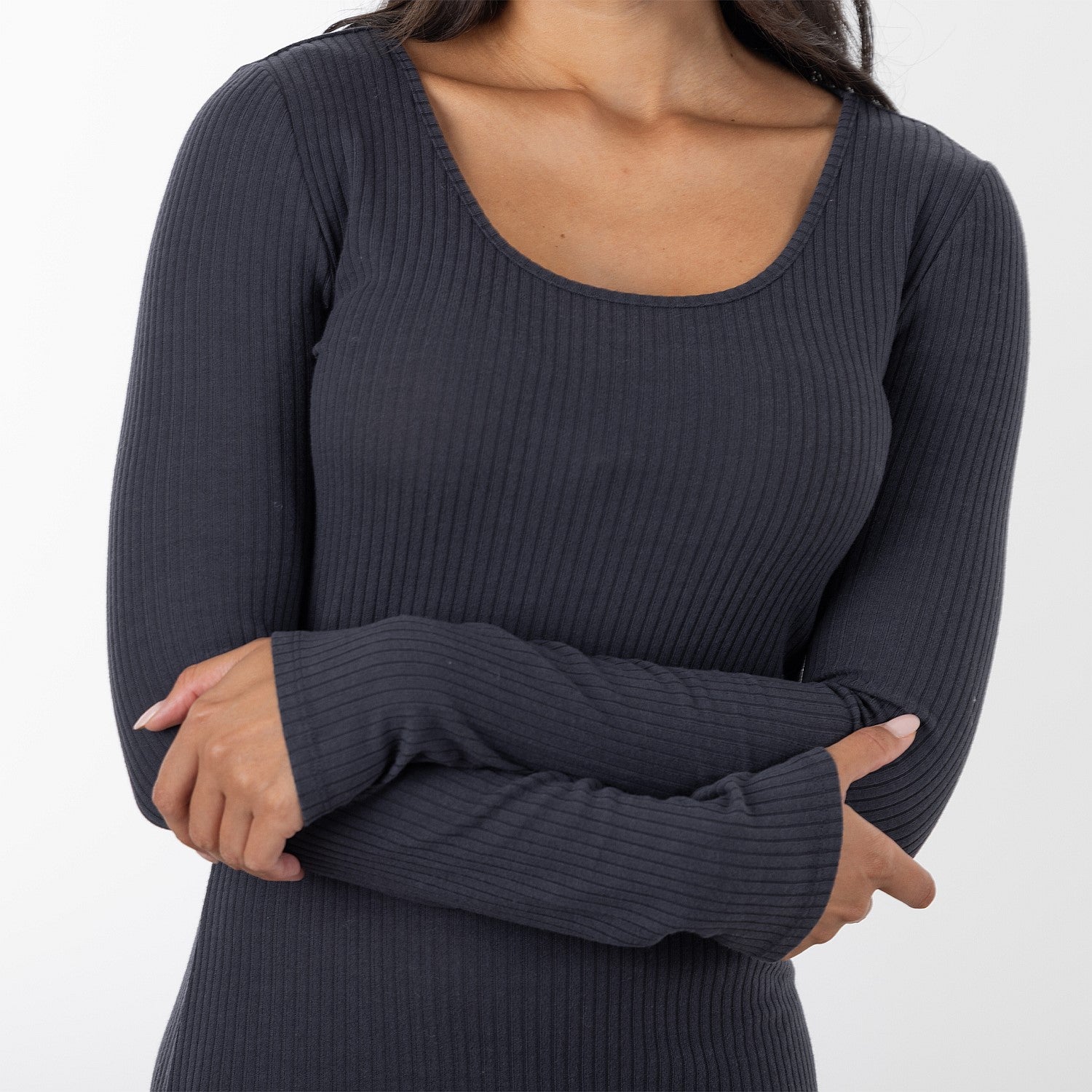 Simple & Sunday Rib Scoop Neck Dress