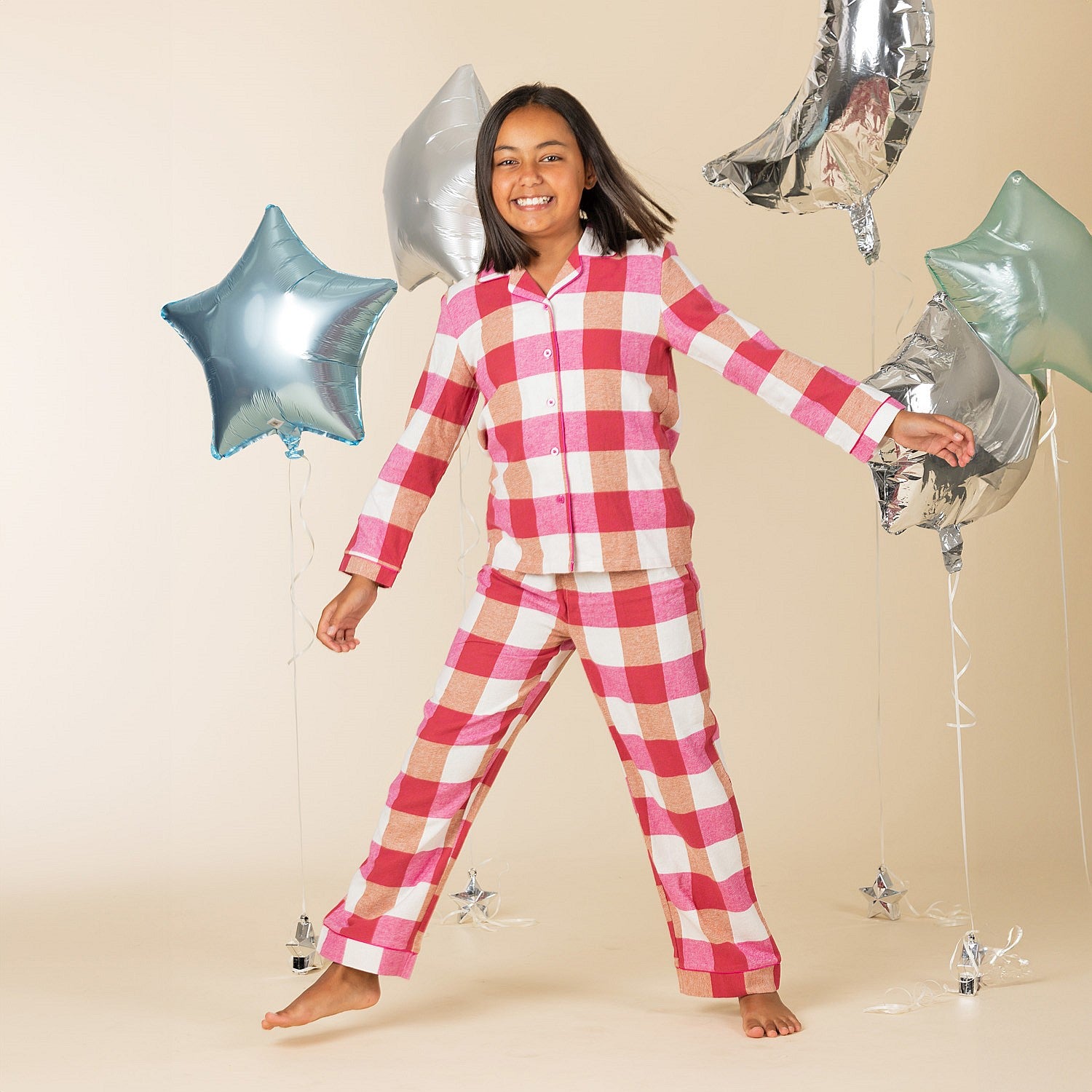 bb&b Sleep Kids Fuchsia Check Flannelette Pj Set