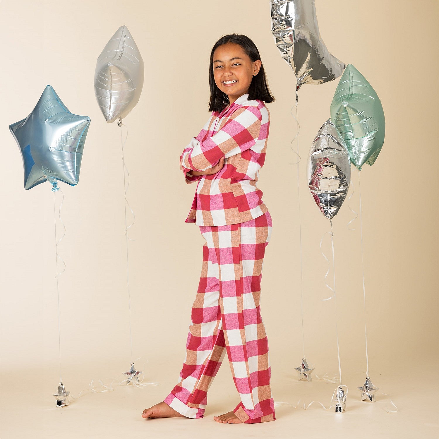 bb&b Sleep Kids Fuchsia Check Flannelette Pj Set