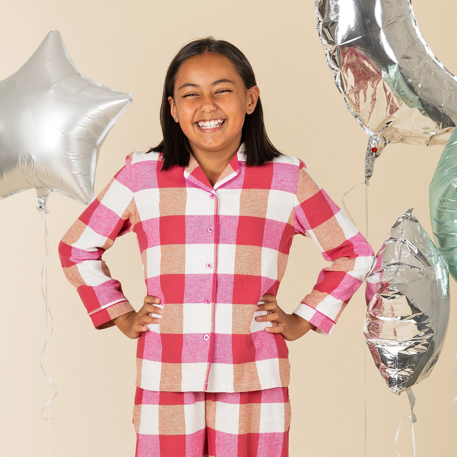 bb&b Sleep Kids Fuchsia Check Flannelette Pj Set