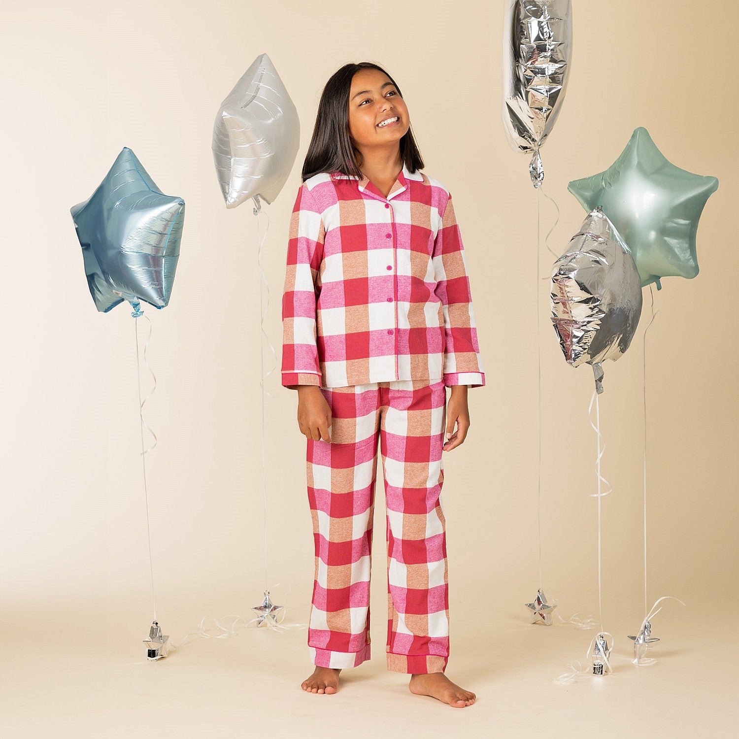 bb&b Sleep Kids Fuchsia Check Flannelette Pj Set