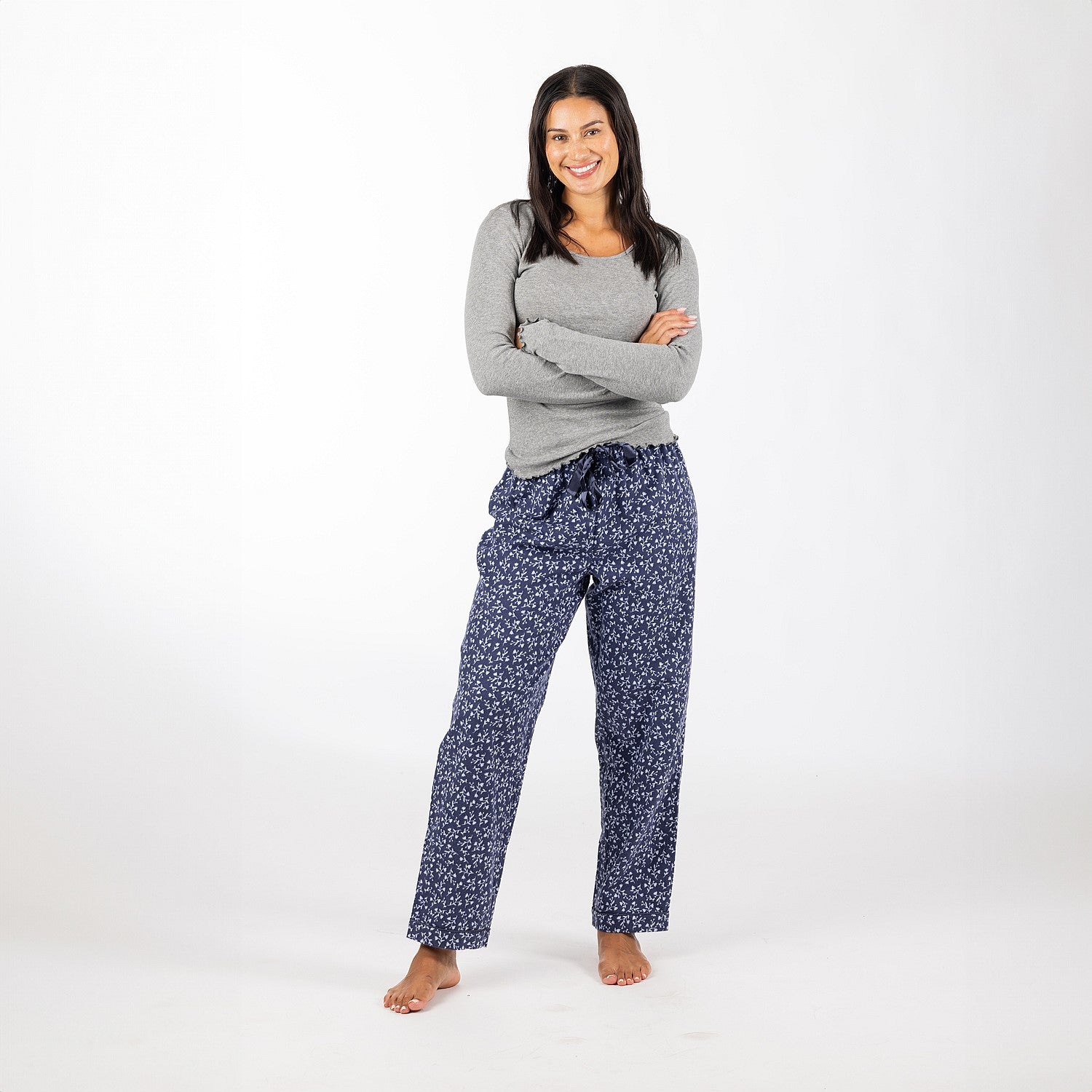 bb&b Sleep Floral Print Flannelette Uncuffed Pants