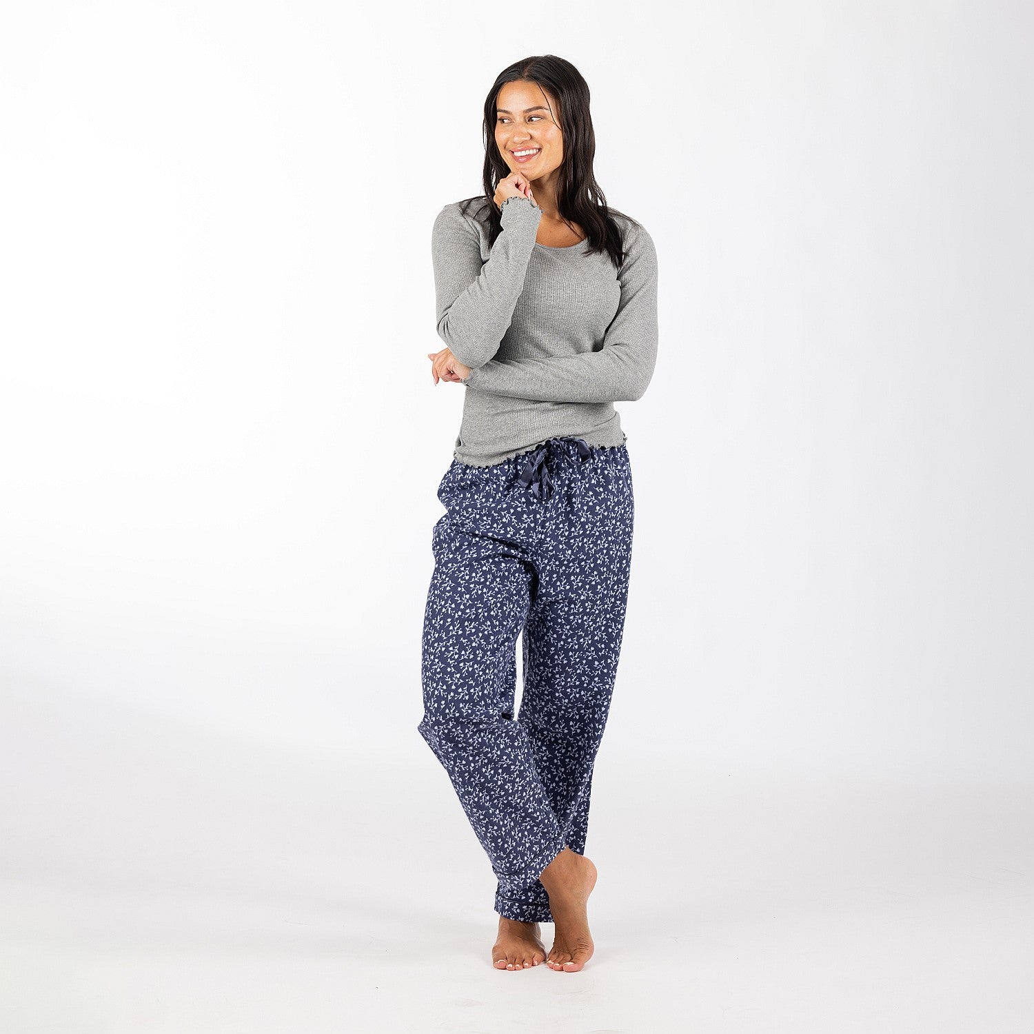 bb&b Sleep Floral Print Flannelette Uncuffed Pants