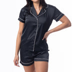 bb&b Sleep Short Sleeve Satin PJ Set Black