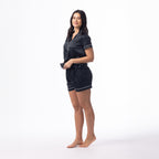 bb&b Sleep Short Sleeve Satin PJ Set Black