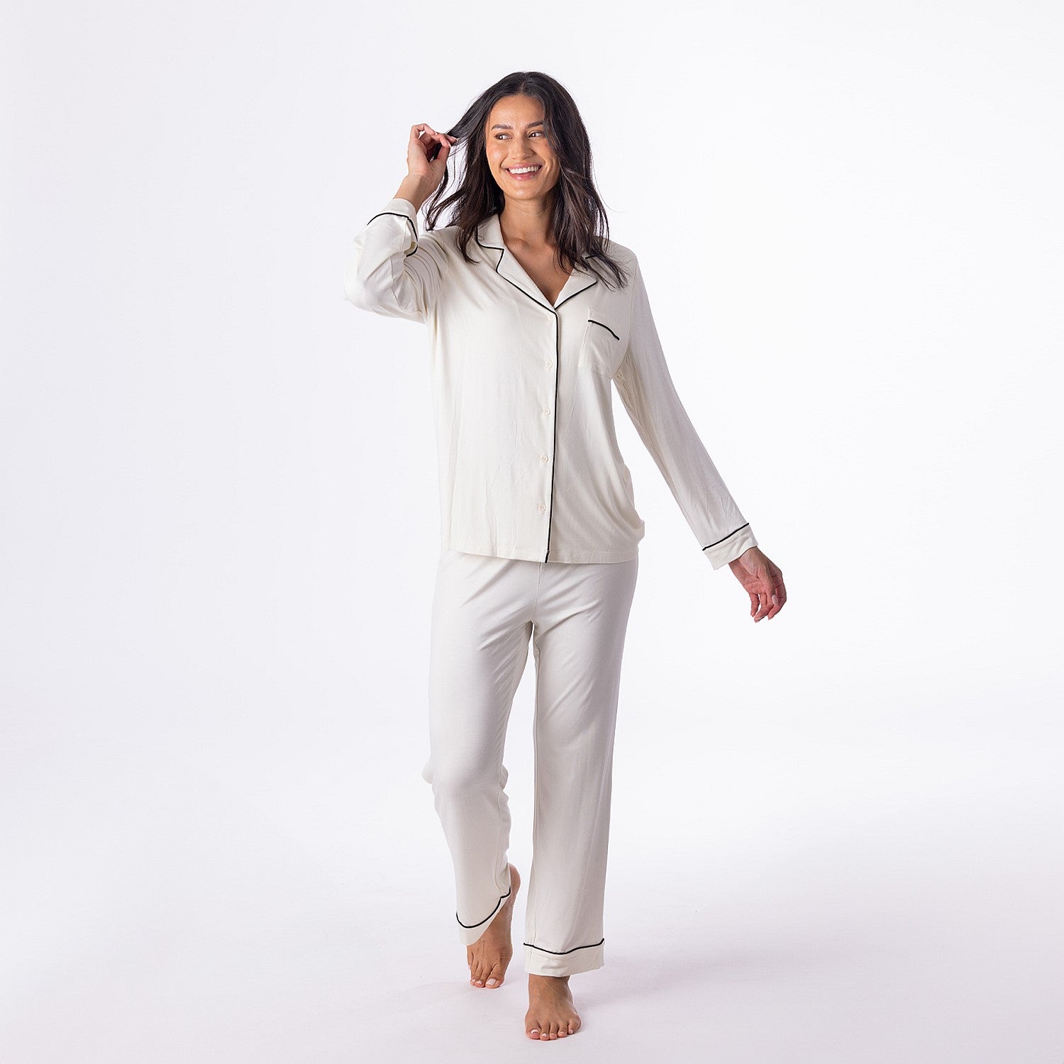 bb&b Sleep Shirt & Long Pant Set With Trim