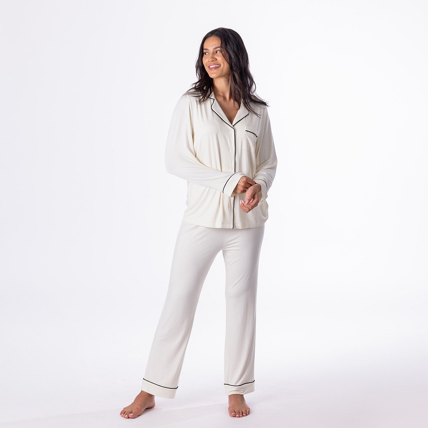 bb&b Sleep Shirt & Long Pant Set With Trim