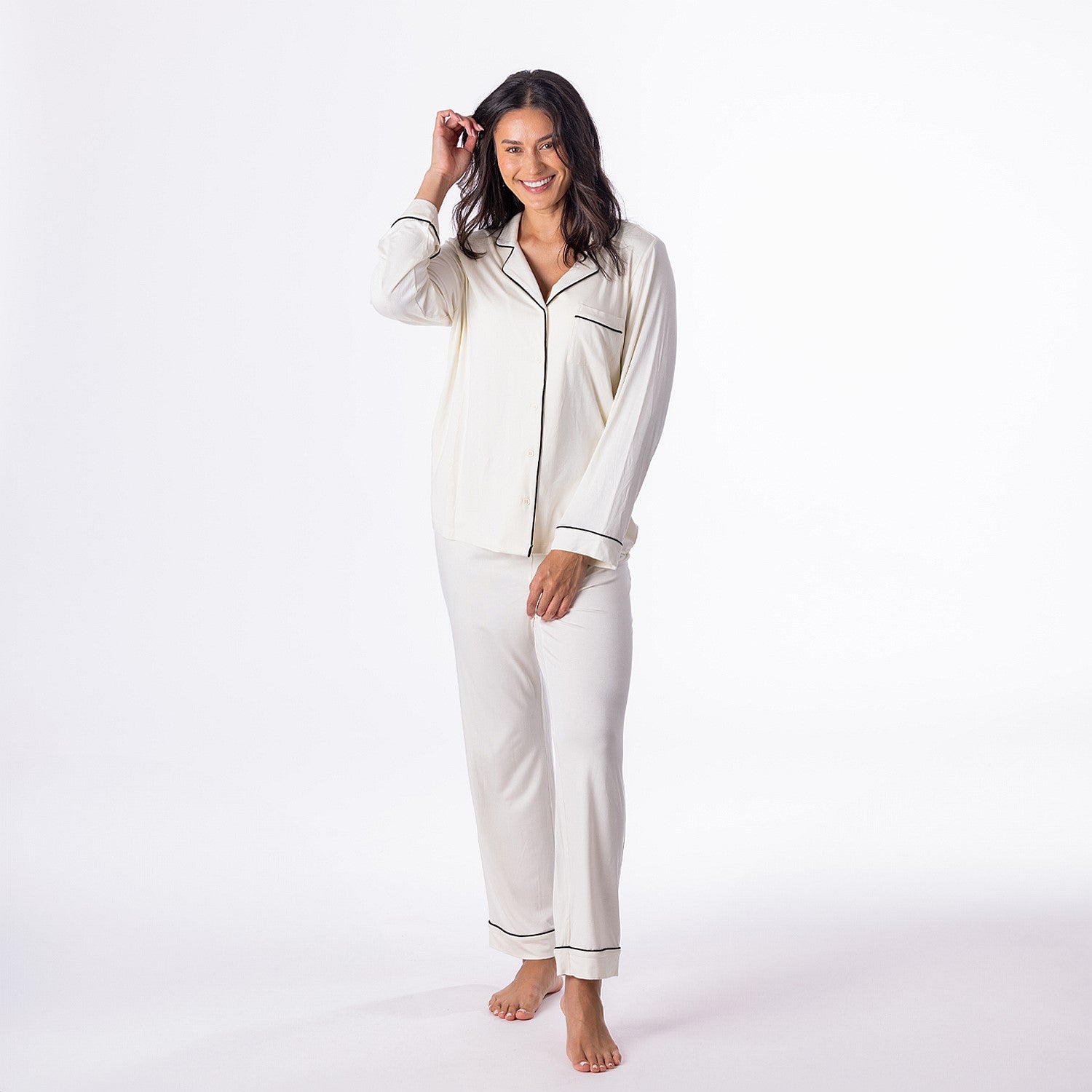 bb&b Sleep Shirt & Long Pant Set With Trim