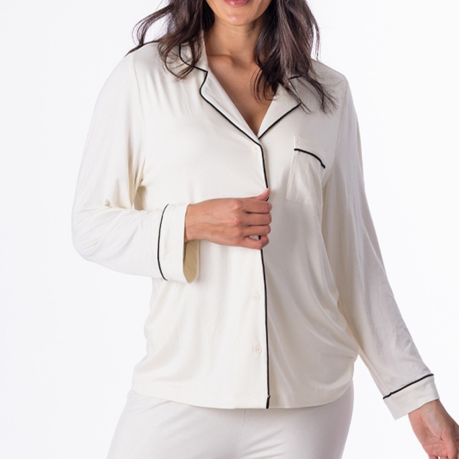 bb&b Sleep Shirt & Long Pant Set With Trim