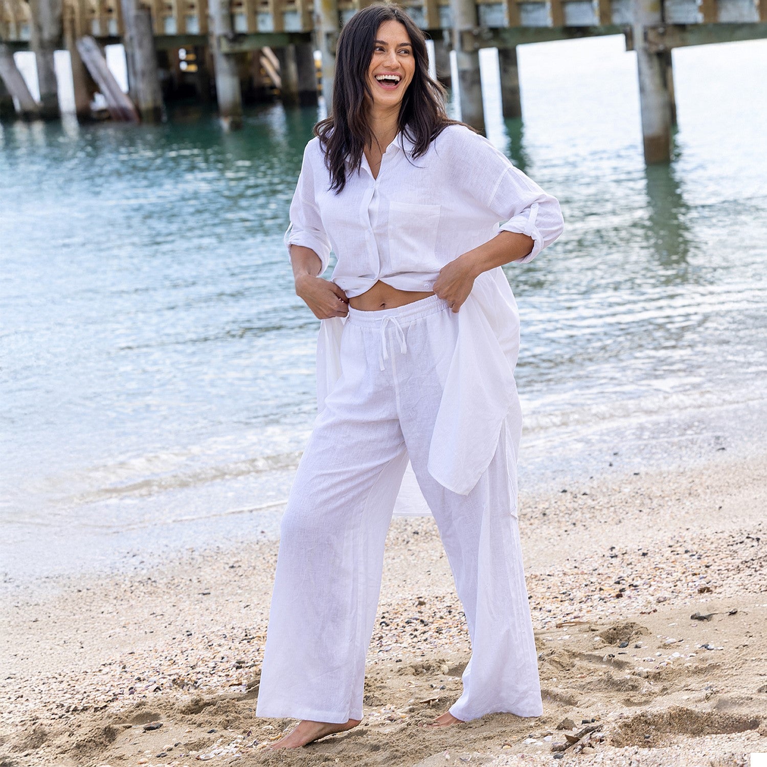 Ecoanthology Linen Blend Wide Leg Pants