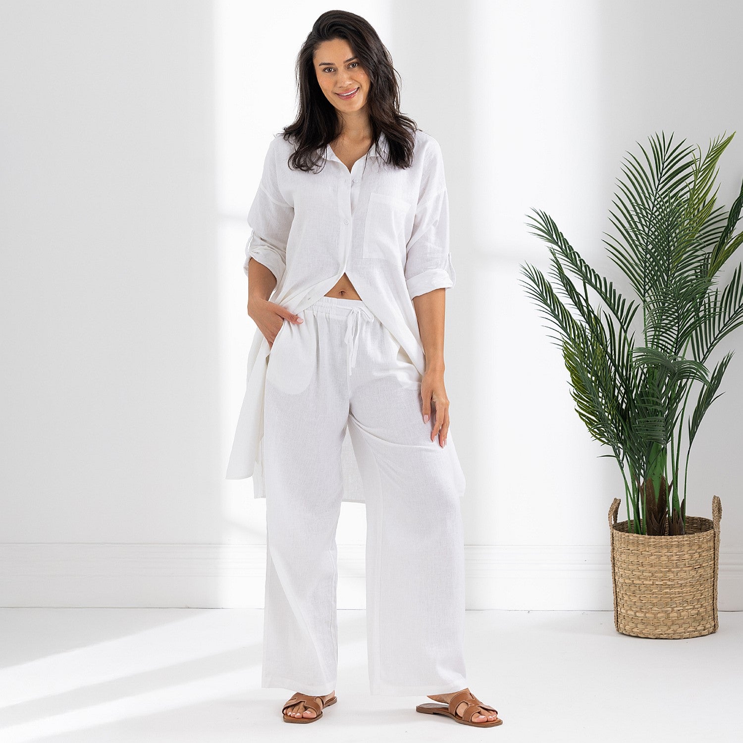 Ecoanthology Linen Blend Wide Leg Pants