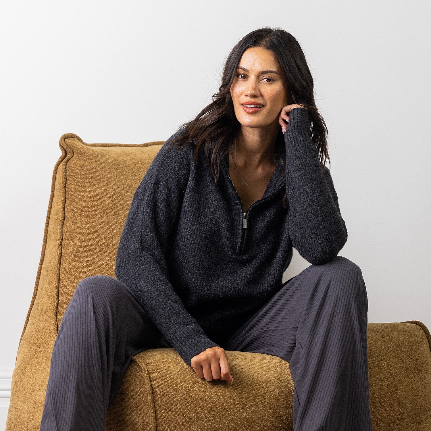 Simple & Sunday Zip Rib Knit