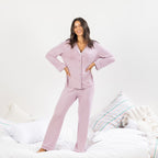 bb&b Sleep Viscose PJ Shirt And Long Pant Set With Trim