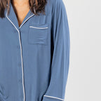 bb&b Sleep Viscose PJ Shirt And Long Pant Set With Trim