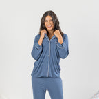bb&b Sleep Viscose PJ Shirt And Long Pant Set With Trim