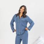 bb&b Sleep Viscose PJ Shirt And Long Pant Set With Trim