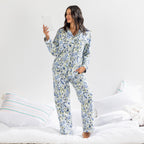 Gracious Living Blue Floral Flannelette Pj Set