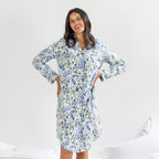 Gracious Living Blue Floral Flannelette Night Shirt