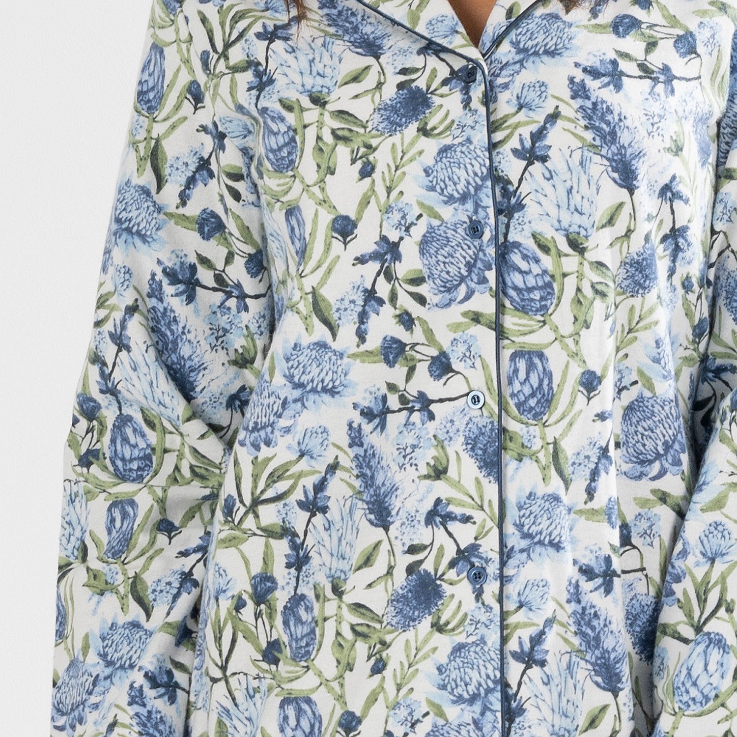 Gracious Living Blue Floral Flannelette Night Shirt