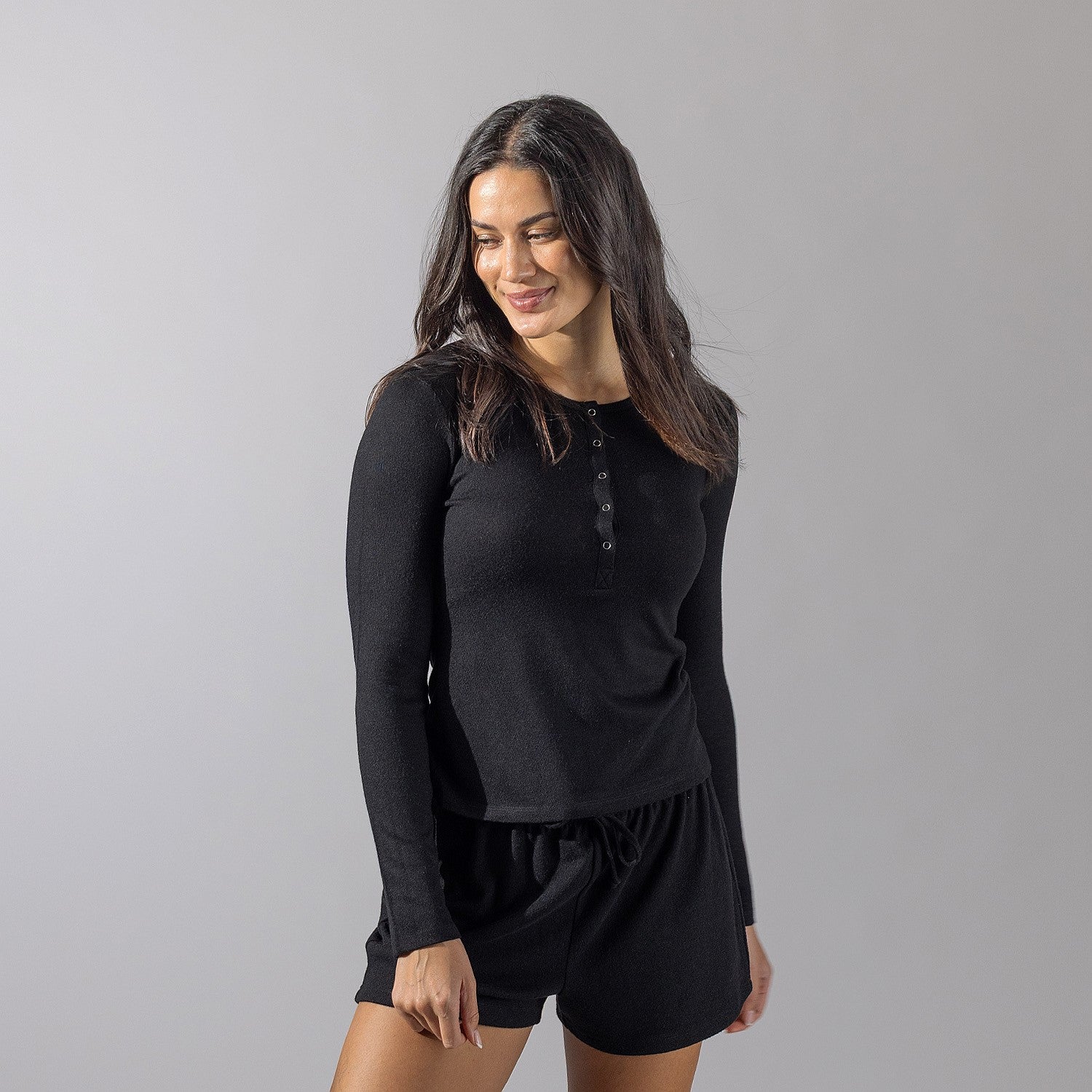 Simple & Sunday Henley Long Sleeve Top