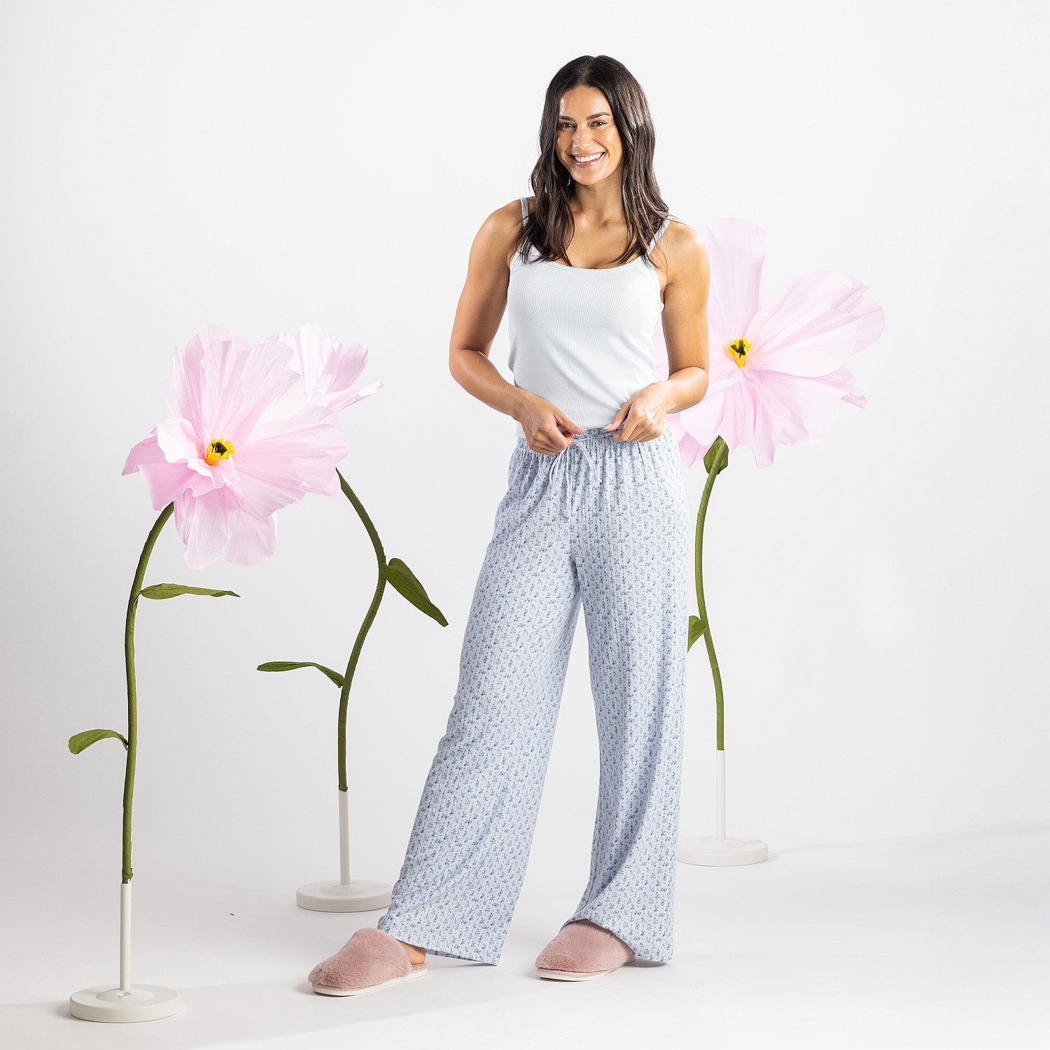 Marlo Women's Blue Floral Printed PJ Pants