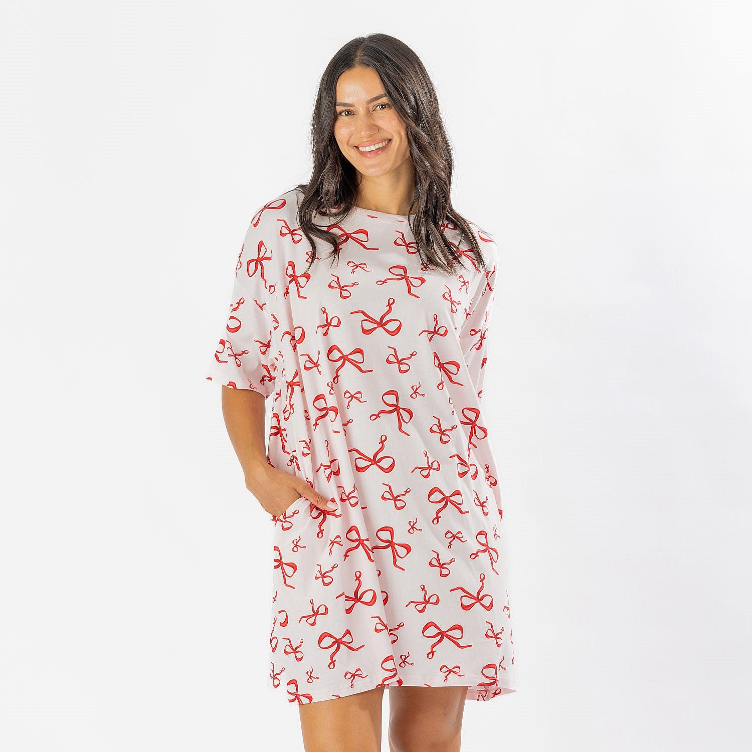 bb&b Sleep Bow Cotton Sleep Tee with Pockets