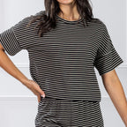 Simple & Sunday Lounge Stripe Rib Knit Top