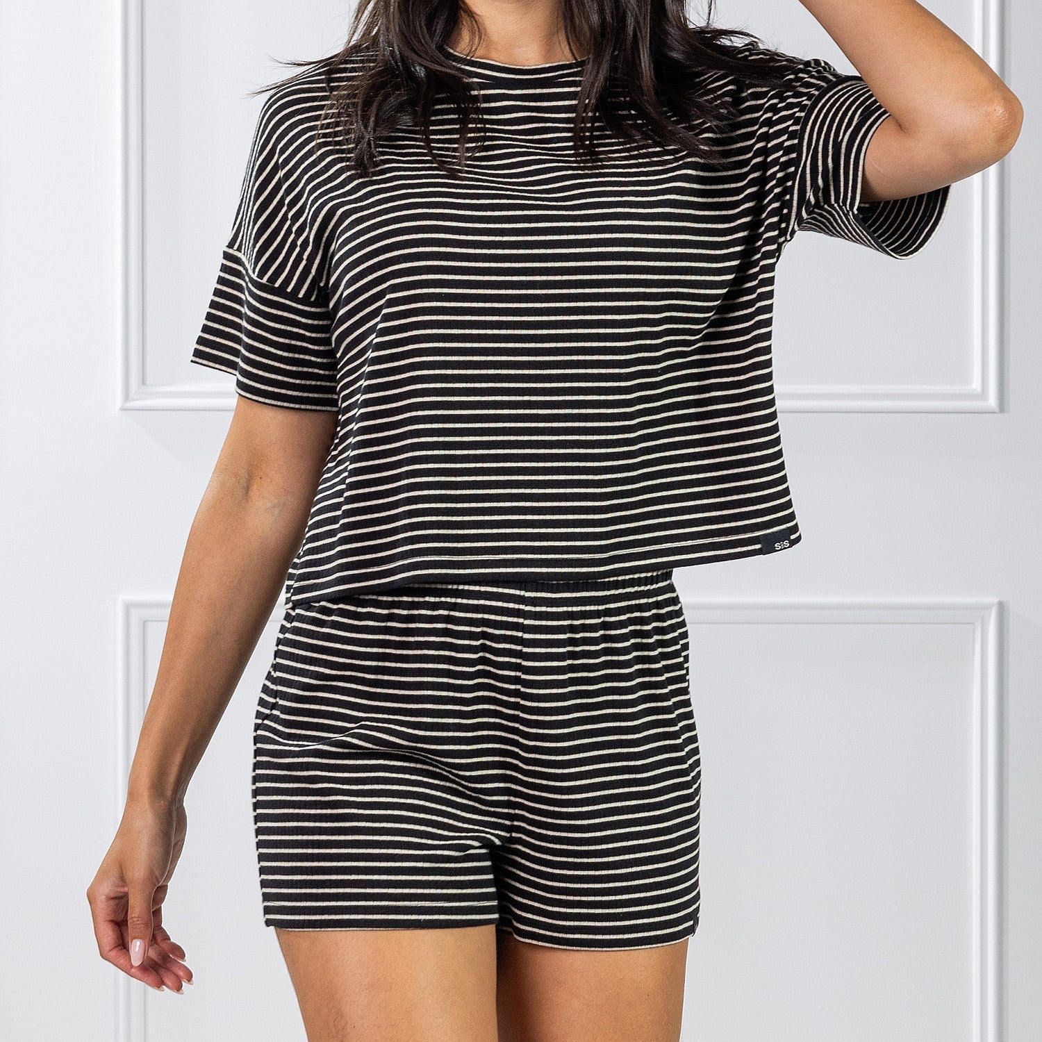 Simple & Sunday Lounge Stripe Rib Knit Top