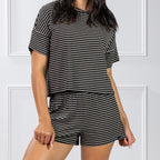 Simple & Sunday Lounge Stripe Rib Knit Shorts