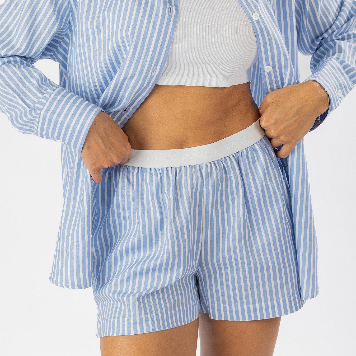 Marlo Cotton Stripe Short Pj Set