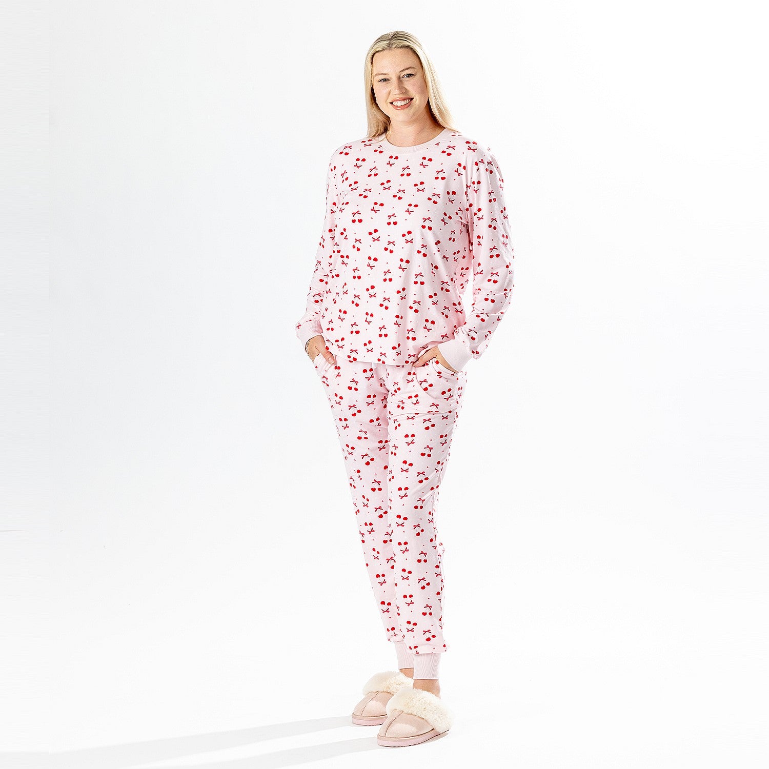 bb&b Sleep Cherry Knit PJ Twosie