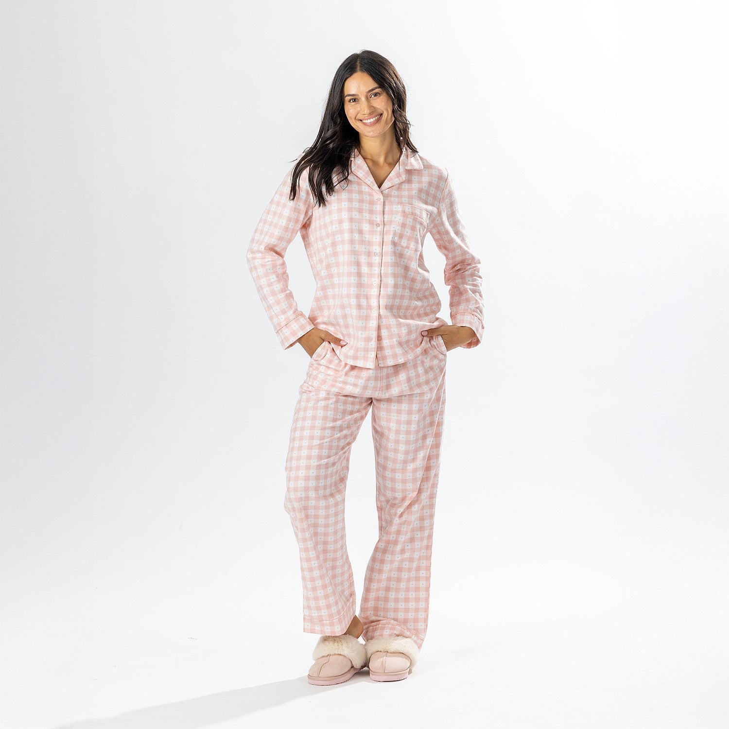 bb&b Sleep Pink Gingham Flannelette PJ Set