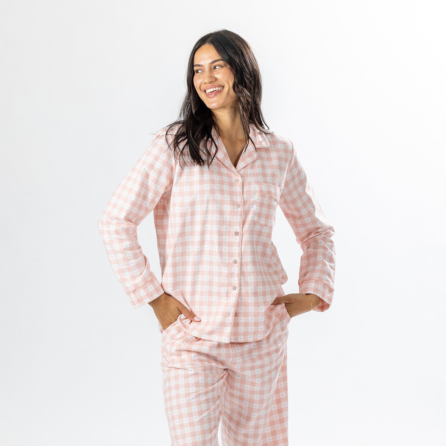 bb&b Sleep Pink Gingham Flannelette PJ Set