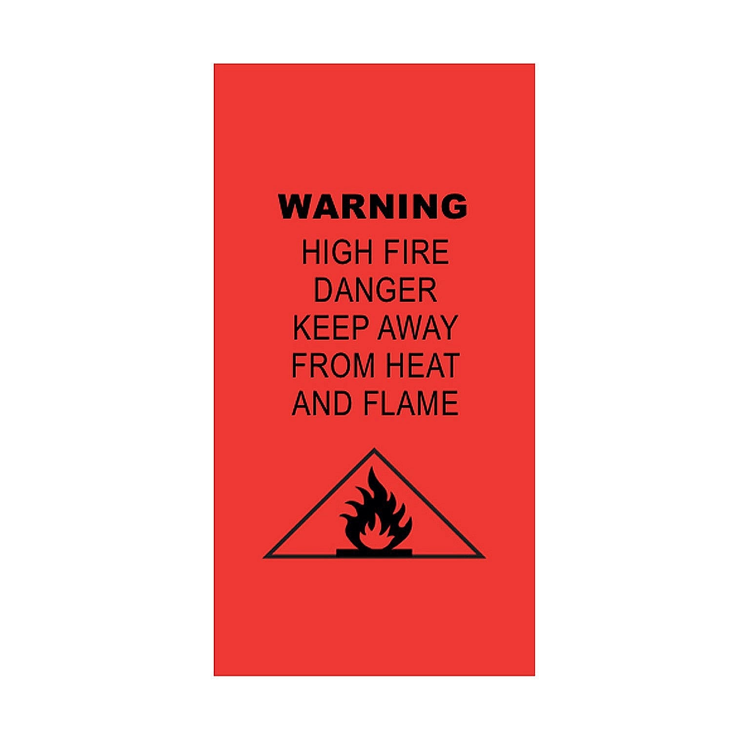 Red warning label on a white background 