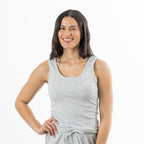 Design Republique Ribbed Singlet in Grey Marble shown from the front with matching drawstring shorts.