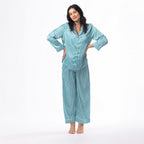 bb&b Sleep Long Sleeve Satin PJ Set Green Stripe