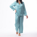 bb&b Sleep Long Sleeve Satin PJ Set Green Stripe