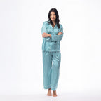 bb&b Sleep Long Sleeve Satin PJ Set Green Stripe