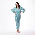 bb&b Sleep Long Sleeve Satin PJ Set Green Stripe